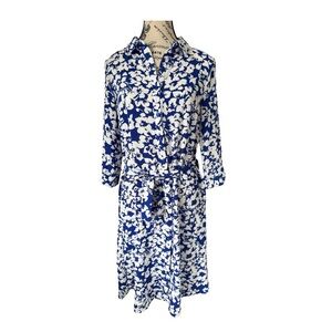 Monteau Lost Angeles Floral Blue and White Shirt Dress NWT Size S